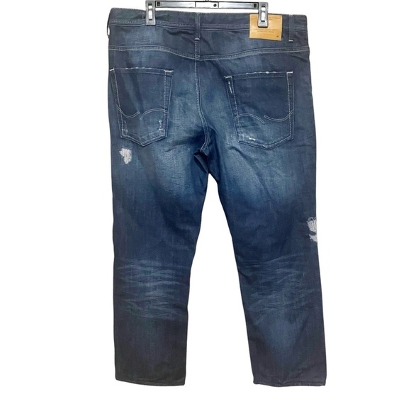 Jack & Jones Nick Jeans 40x 28 Regular Fit Distressed Straight Leg Button Fly - Picture 2 of 16